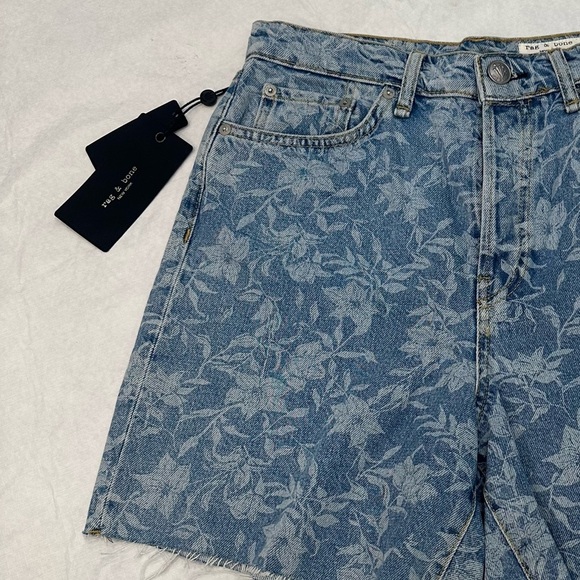 rag & bone Blue Floral High Waist Shorts - Picture 5 of 10